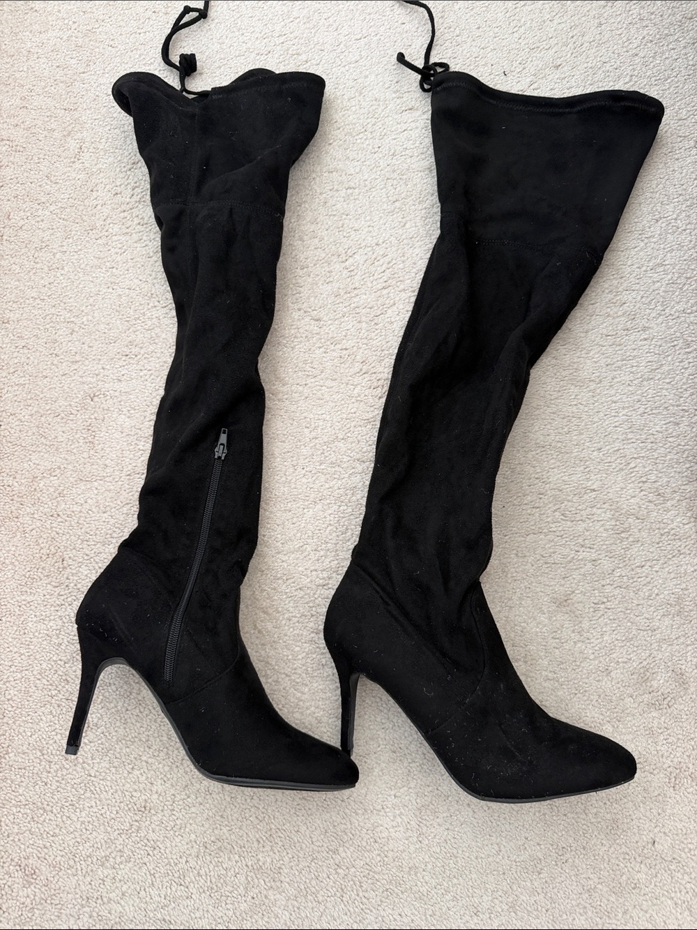 Zigi Soho Black Suede Over-The-Knee Stiletto Boots
